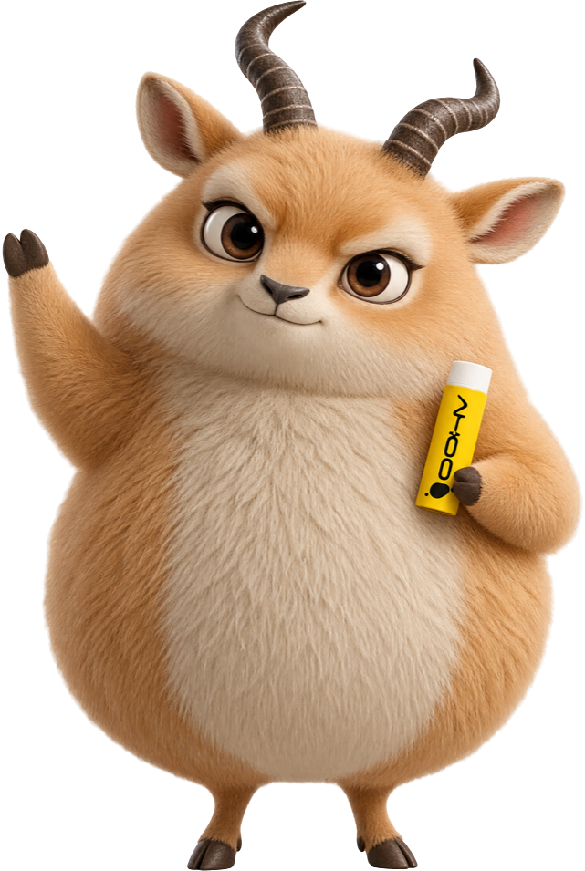 Ahoo waving hello with a glue stick